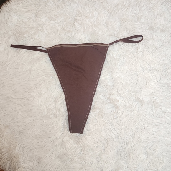 SKIMS COTTON JERSEY T-STRING THONG | CHOCOLATE/4X - Picture 4 of 13